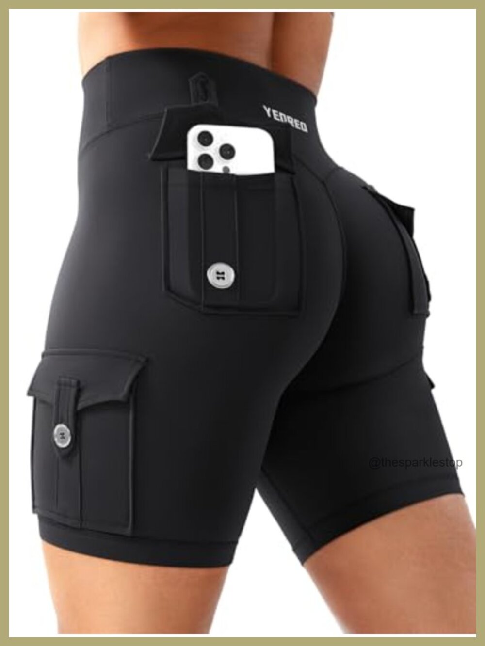 High Waisted Cargo Biker Shorts With Pockets Workout Yoga Shorts